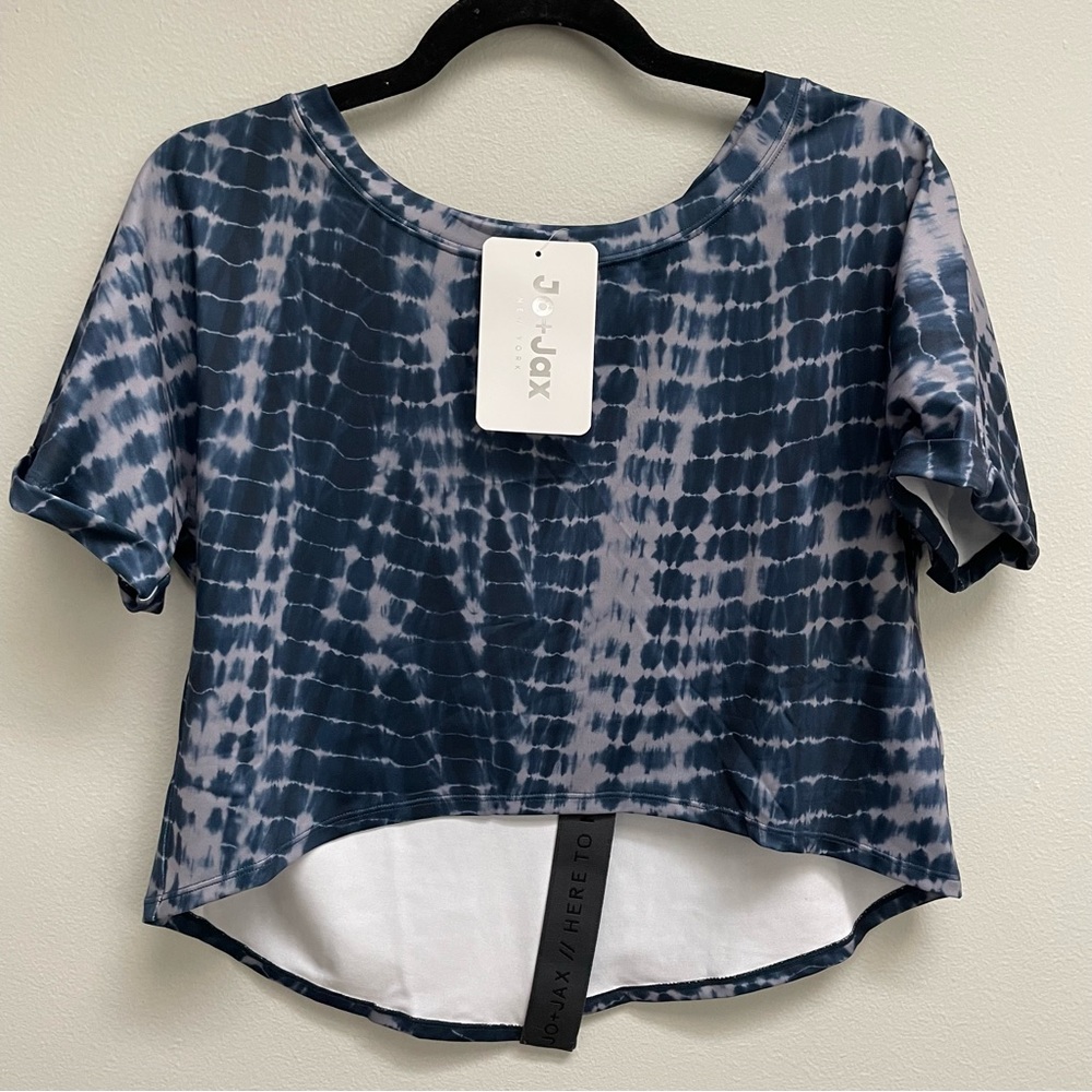 Jo and Jax Blue Tie-Dyed Look Dance Crop Top women’s size large NEW